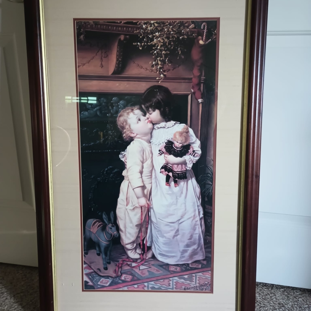 Maurice Ingres '97 " Under The Mistletoe" Matted & Framed And Signed By Artist